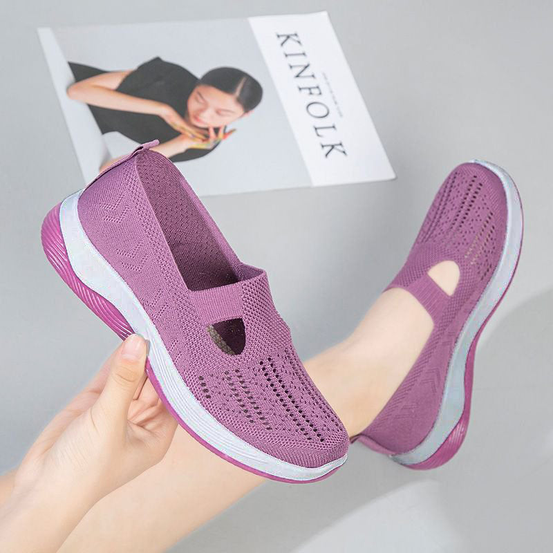 Chaussures à semelle souple orthopédie tressée respirante pour femmes