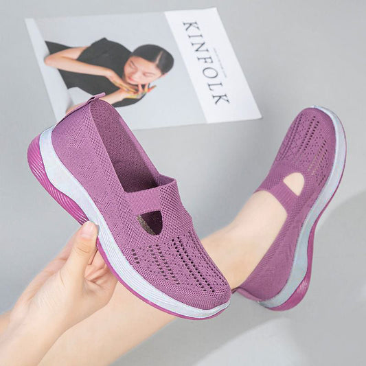 Chaussures à semelle souple orthopédie tressée respirante pour femmes