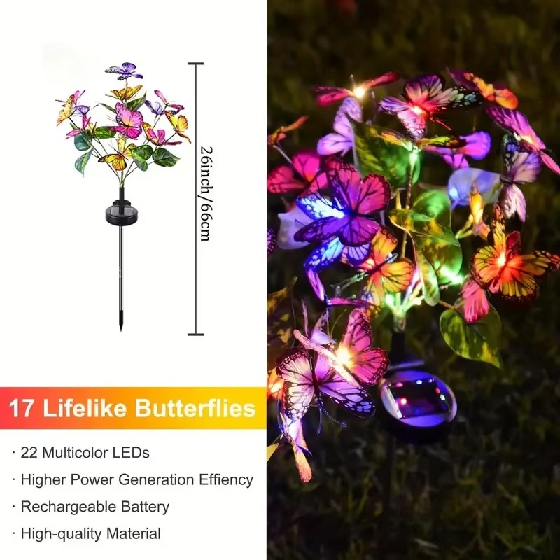 🦋Lumières solaires extérieures en forme de papillon💐