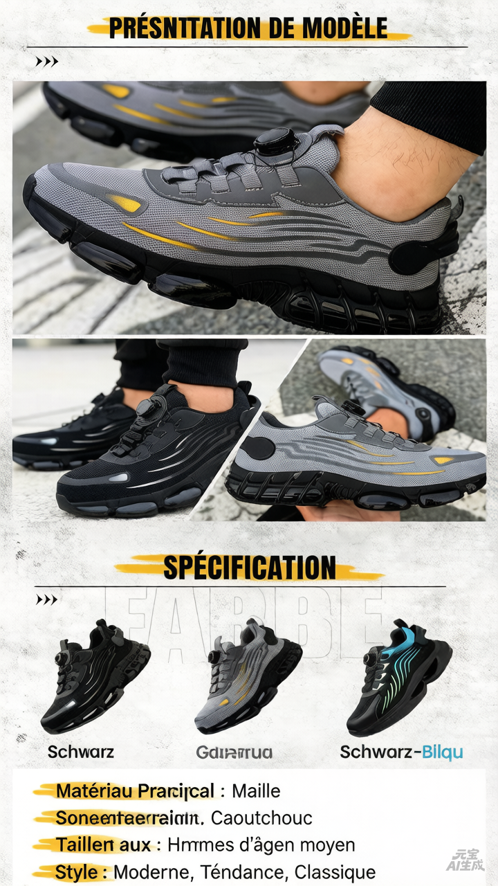 🔥👟 PROMO FLASH 50% ! Chaussures de Sécurité Anti-Perforation & Anti-Choc – Système de Serrage Rotatif, Idéales Chantier & Travail 🛡️
