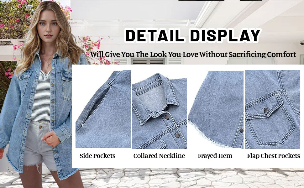 ⏳Spécial à durée limitée⏰Veste en jean déchirée à bords bruts pour femmes