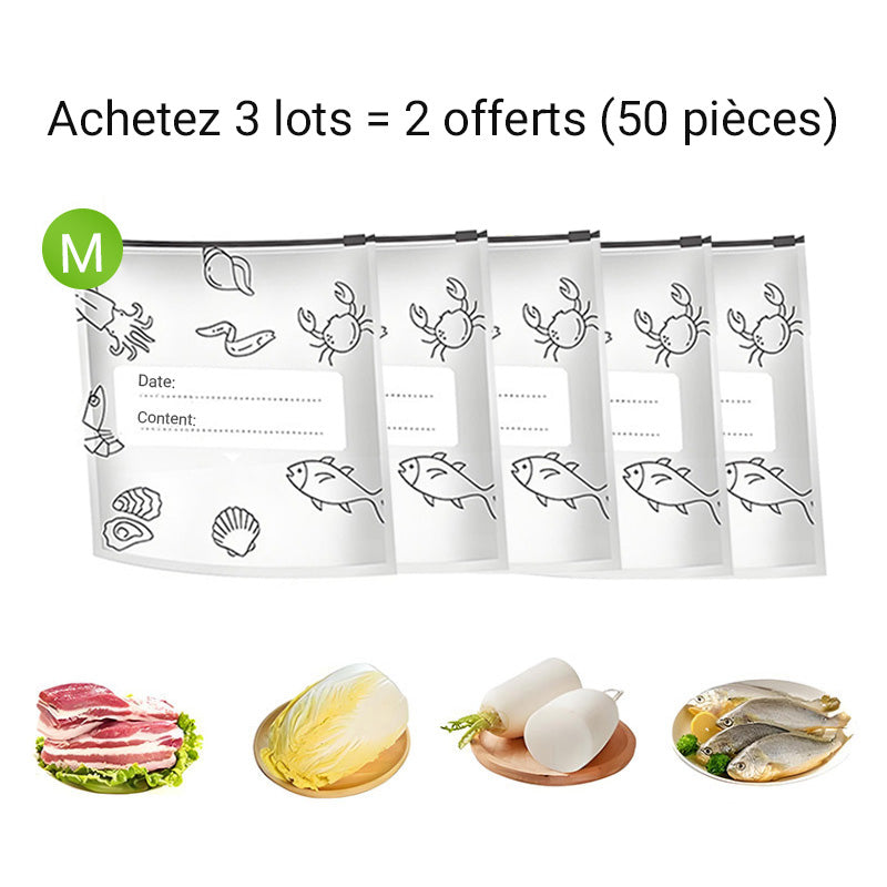 🥦 ACHETEZ 3 - RECEVEZ 2 GRATUITS ! ✨ Sacs de Conservation Aluminium Réutilisables - Garde les Aliments Frais Plus Longtemps, Écologiques et Lavables 🌱📦