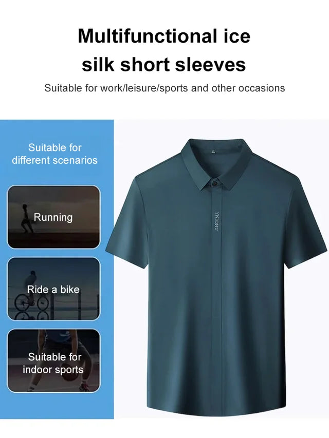 🔥 Offre à moitié prix🔥Chemise d'affaires en soie Quick Dry Ice pour hommes