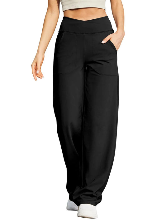 🍂🎁Soldes d'automne - 50 % de réduction🩷Pantalon ample minimaliste taille haute à jambes droites en stretch pour grandes tailles