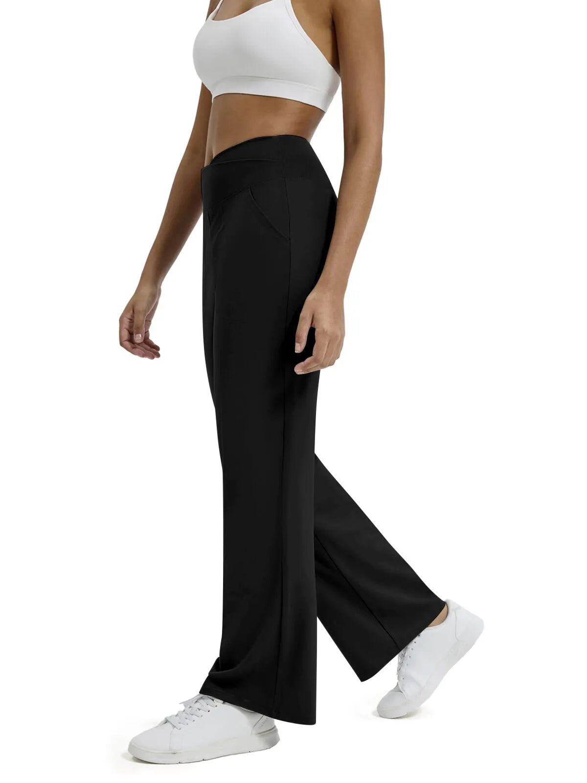 🍂🎁Soldes d'automne - 50 % de réduction🩷Pantalon ample minimaliste taille haute à jambes droites en stretch pour grandes tailles