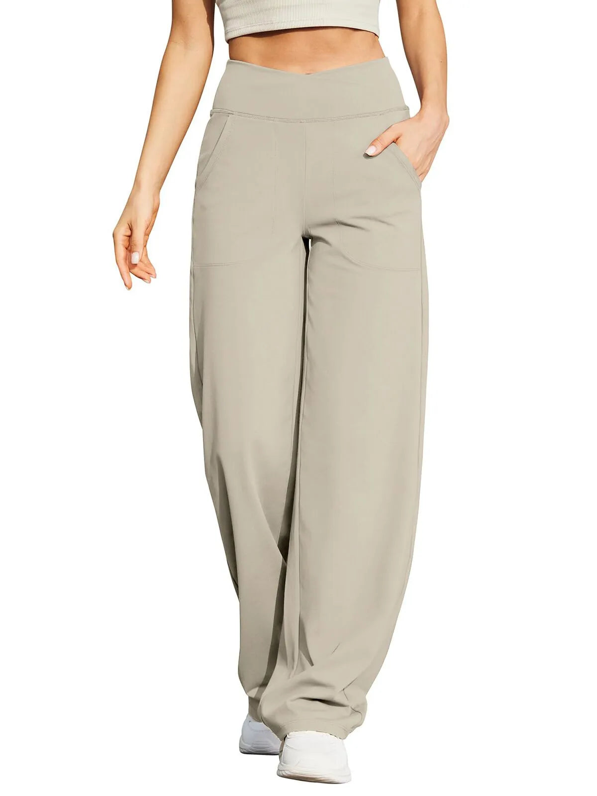 🍂🎁Soldes d'automne - 50 % de réduction🩷Pantalon ample minimaliste taille haute à jambes droites en stretch pour grandes tailles