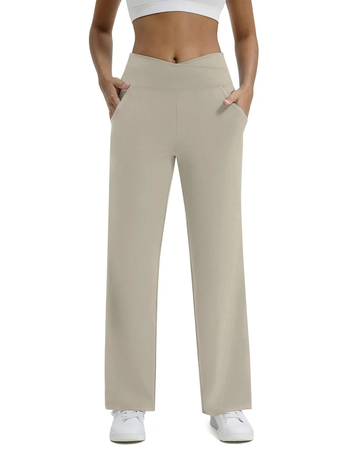 🍂🎁Soldes d'automne - 50 % de réduction🩷Pantalon ample minimaliste taille haute à jambes droites en stretch pour grandes tailles
