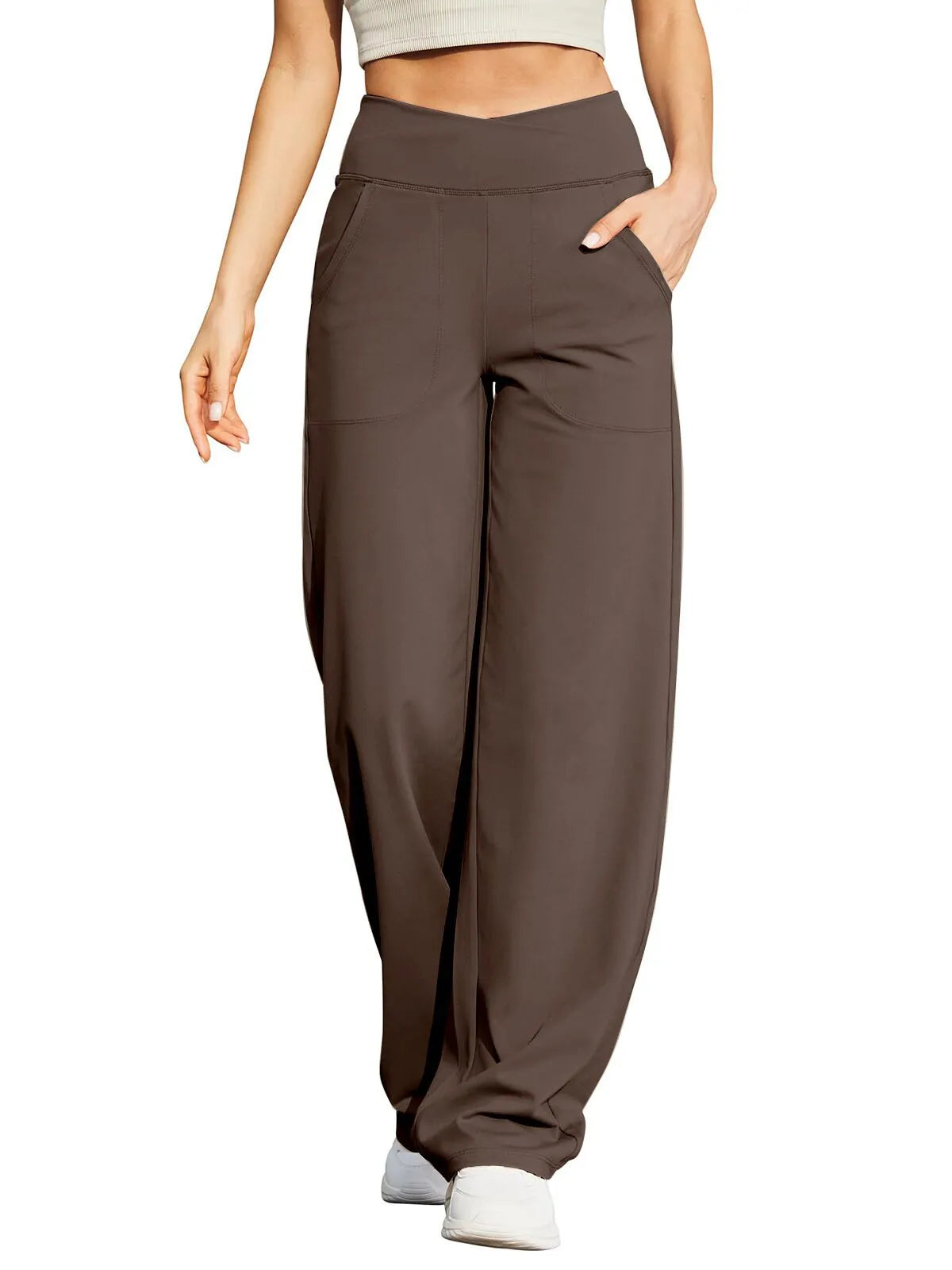 🍂🎁Soldes d'automne - 50 % de réduction🩷Pantalon ample minimaliste taille haute à jambes droites en stretch pour grandes tailles