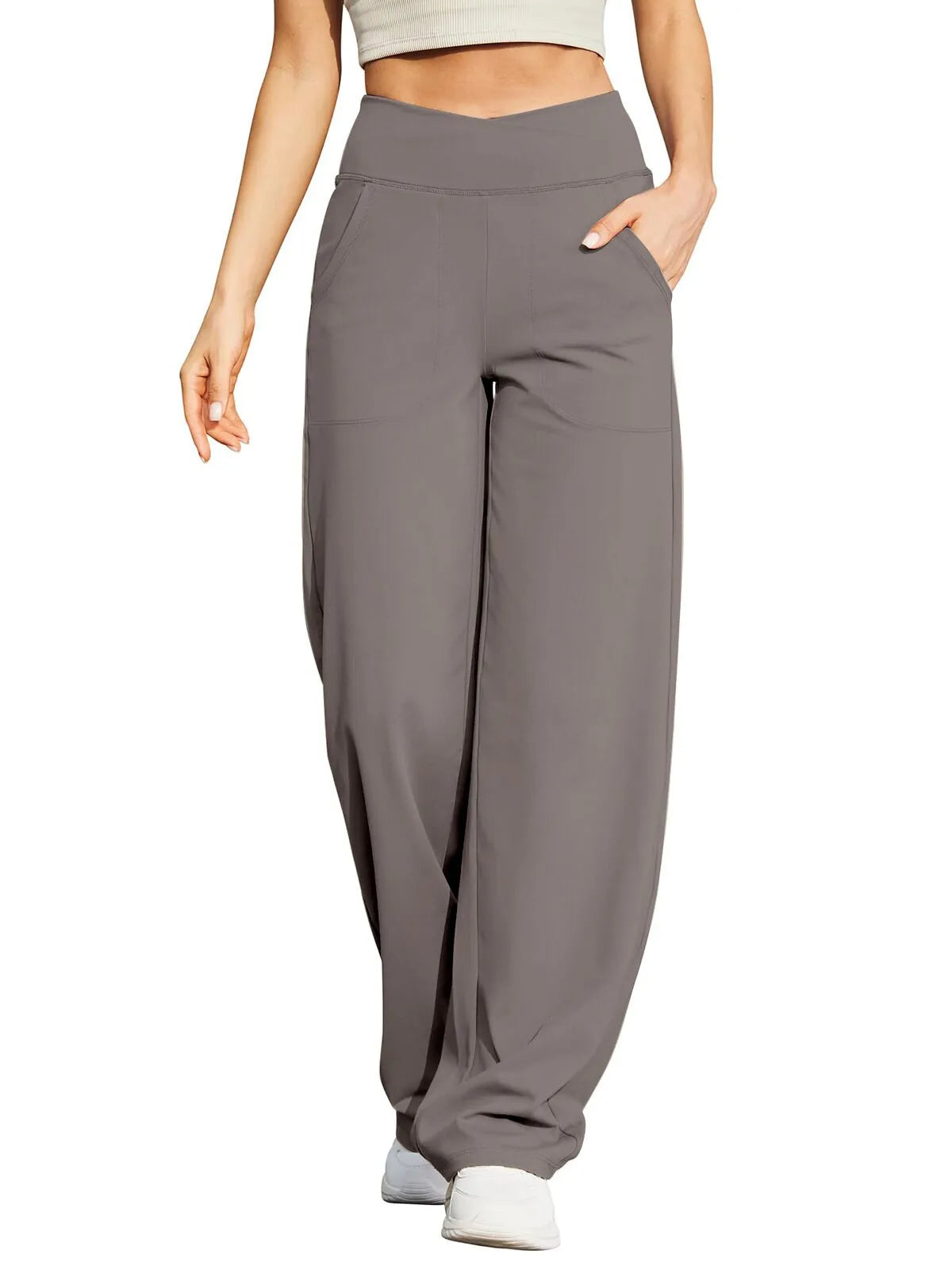 🍂🎁Soldes d'automne - 50 % de réduction🩷Pantalon ample minimaliste taille haute à jambes droites en stretch pour grandes tailles