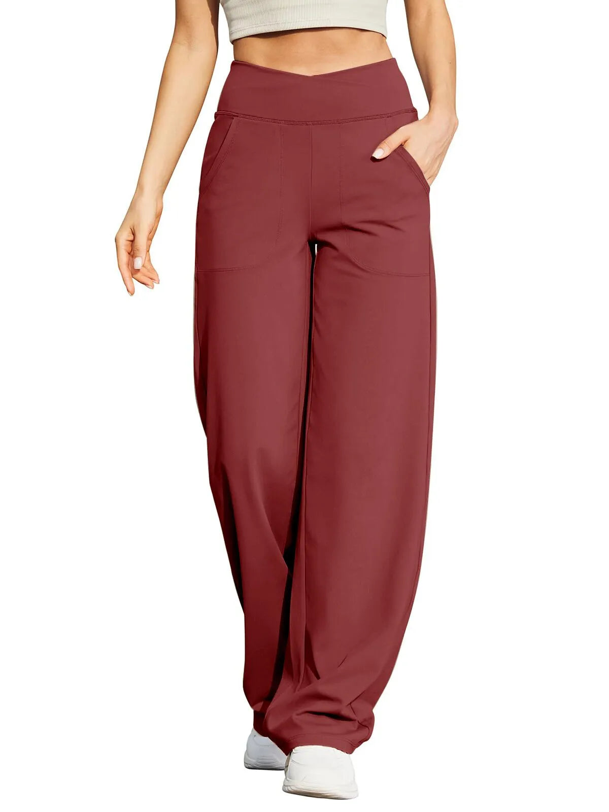 🍂🎁Soldes d'automne - 50 % de réduction🩷Pantalon ample minimaliste taille haute à jambes droites en stretch pour grandes tailles