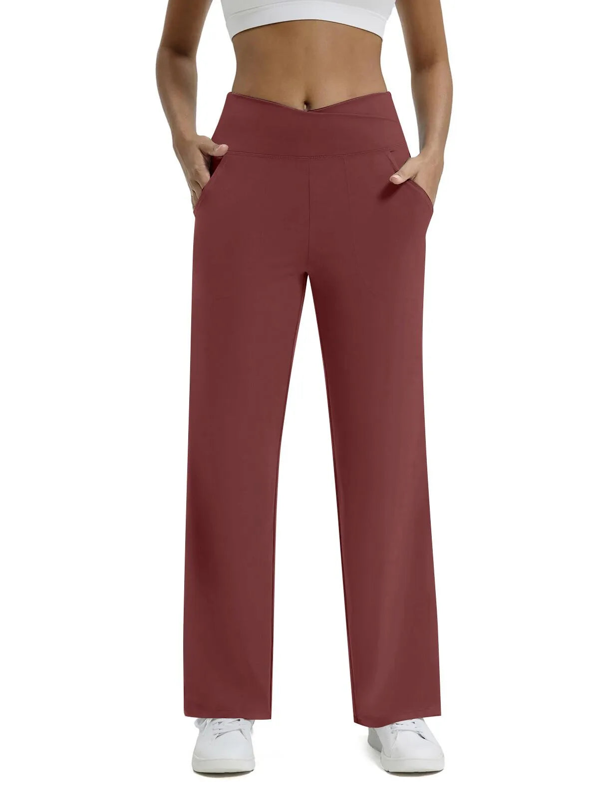 🍂🎁Soldes d'automne - 50 % de réduction🩷Pantalon ample minimaliste taille haute à jambes droites en stretch pour grandes tailles