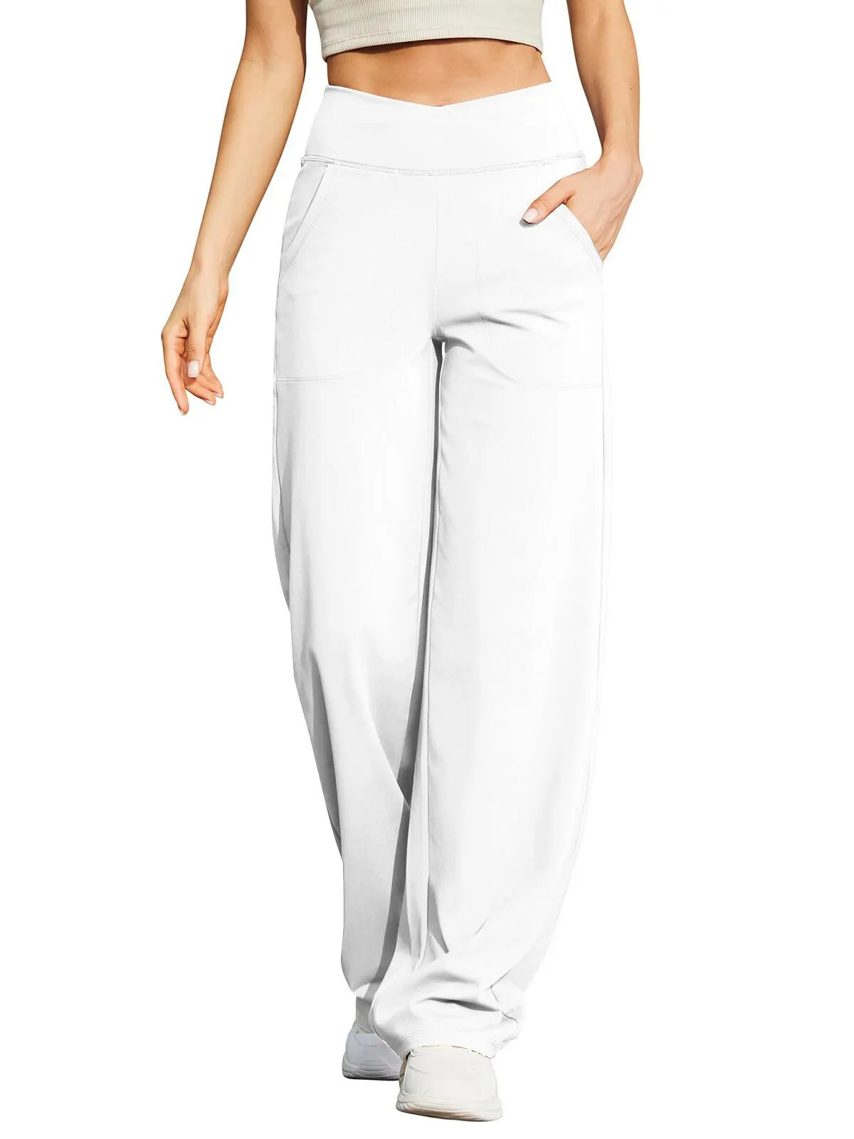 🍂🎁Soldes d'automne - 50 % de réduction🩷Pantalon ample minimaliste taille haute à jambes droites en stretch pour grandes tailles