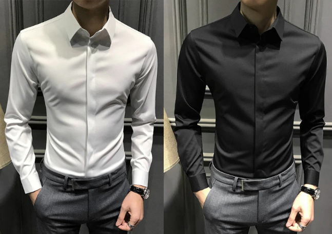 Chemise boutonnée infroissable pour hommes
