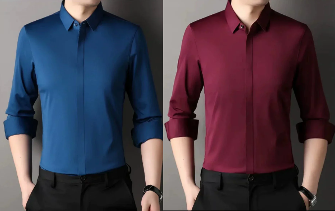 Chemise boutonnée infroissable pour hommes
