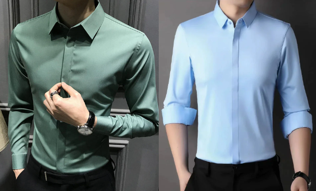 Chemise boutonnée infroissable pour hommes