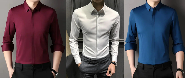 Chemise boutonnée infroissable pour hommes
