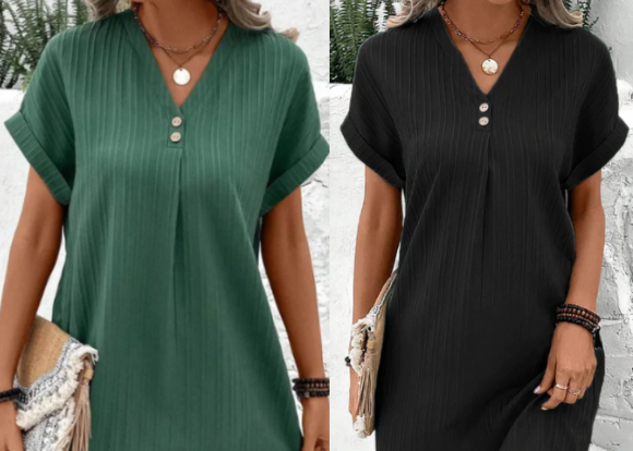 🍃Women's Monochrome V-Neck Dress🌷