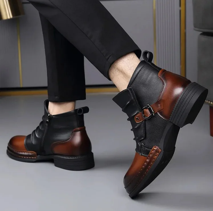 Bottines en cuir véritable pour homme