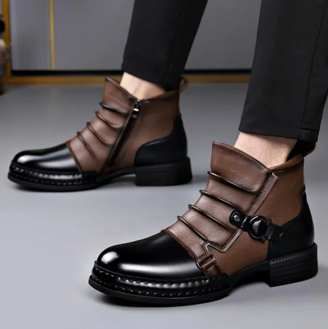 Bottines en cuir véritable pour homme