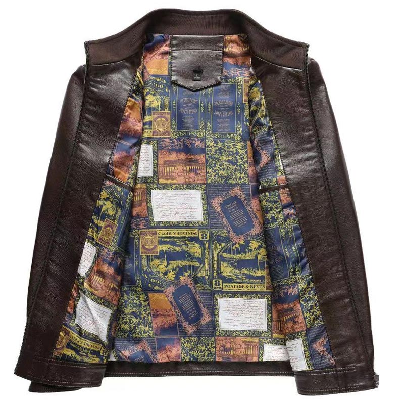 Veste Chaude en Cuir avec Doublure en Peluche pour Homme