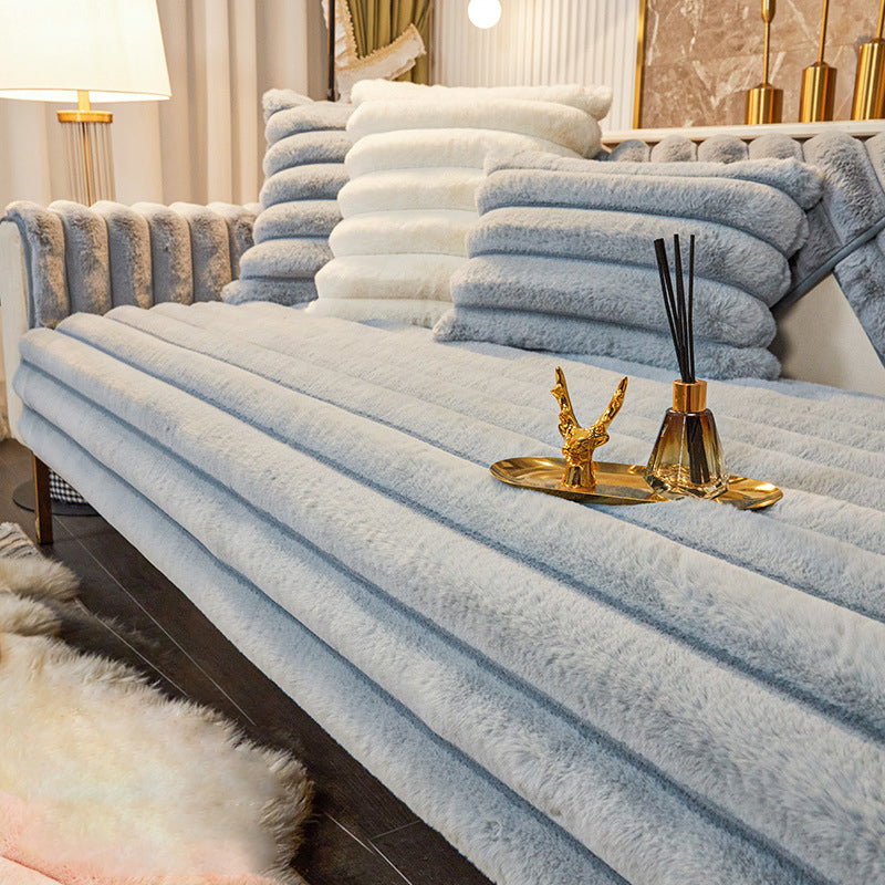 ⛄🎊 50% de rabais 🎊🎅--Housse de canapé en peluche antidérapante en fourrure de lapin