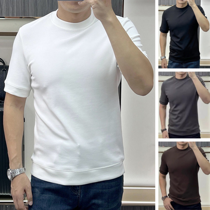 T-shirt d'été simple à col rond en pur coton pour hommes