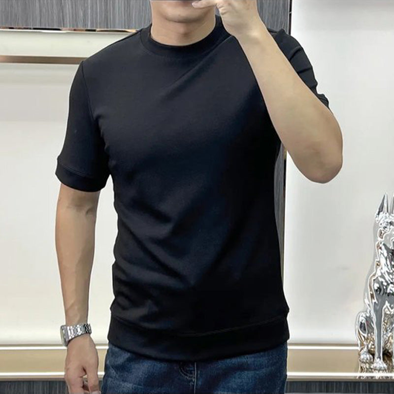 T-shirt d'été simple à col rond en pur coton pour hommes