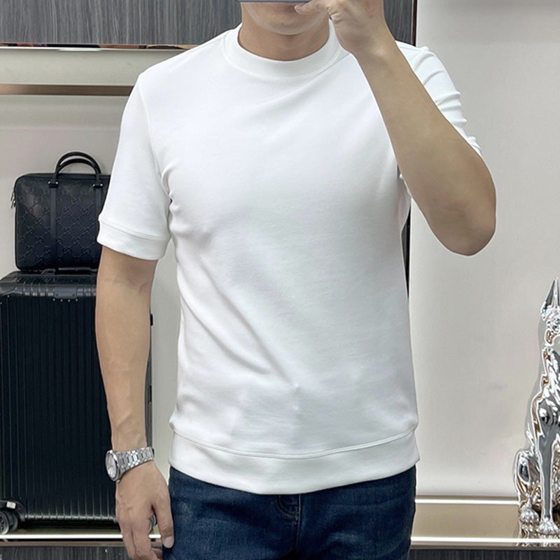 T-shirt d'été simple à col rond en pur coton pour hommes