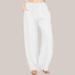 Pantalon large d'été en coton et lin pour femmes