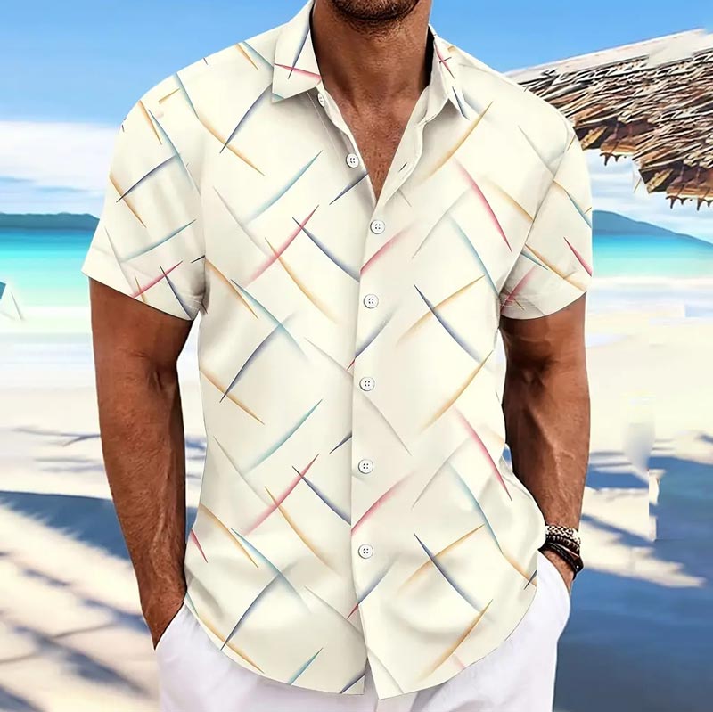 Chemise de plage boutonnée décontractée à manches courtes pour hommes