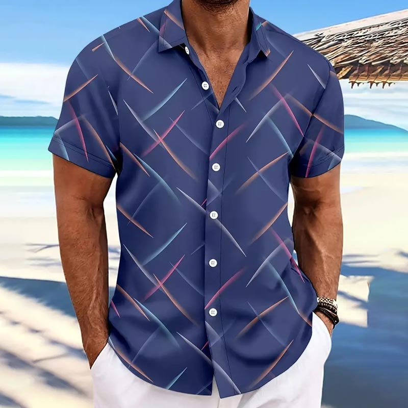 Chemise de plage boutonnée décontractée à manches courtes pour hommes