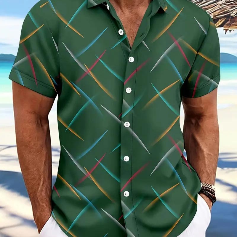 Chemise de plage boutonnée décontractée à manches courtes pour hommes