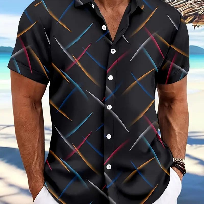 Chemise de plage boutonnée décontractée à manches courtes pour hommes