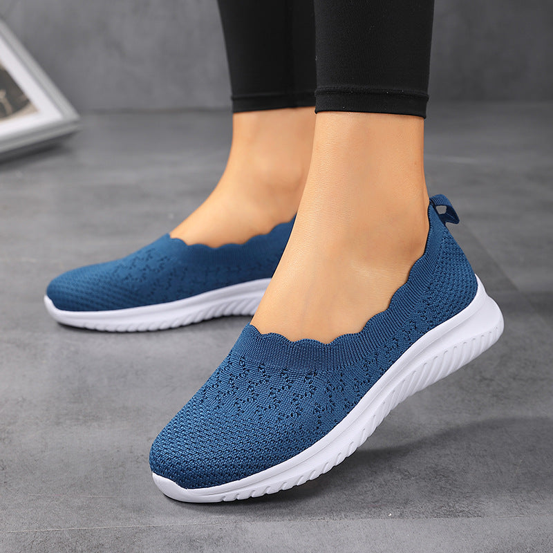 Mocassins à enfiler en tricot pour femmes