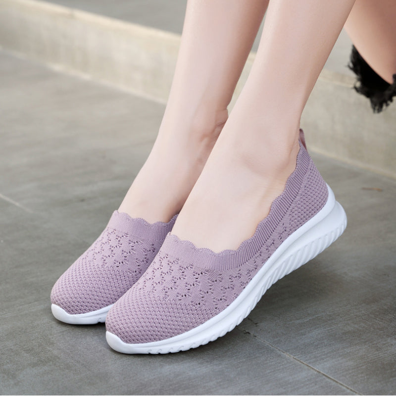 Mocassins à enfiler en tricot pour femmes