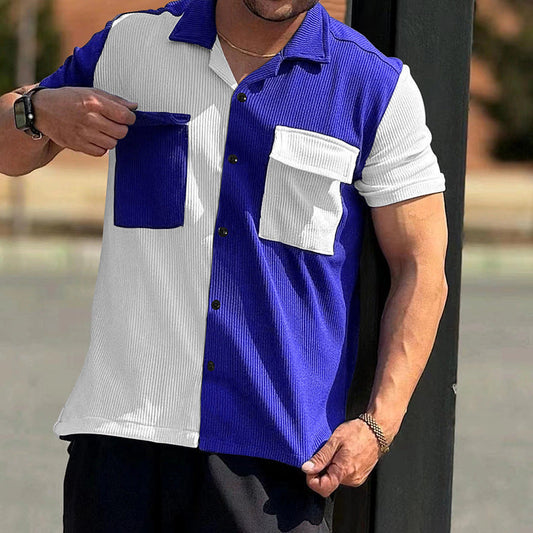 Chemise respirante à manches courtes Color Block🔥🔥Vente pour la fête des pères - 49% de réduction