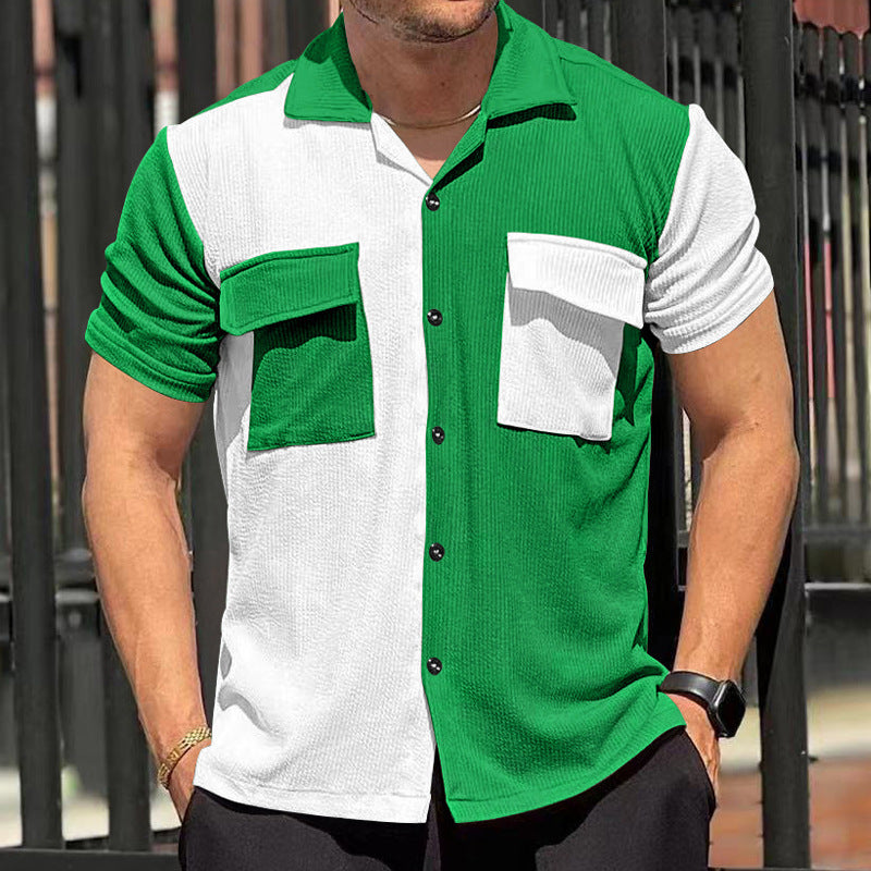 Chemise respirante à manches courtes Color Block🔥🔥Vente pour la fête des pères - 49% de réduction