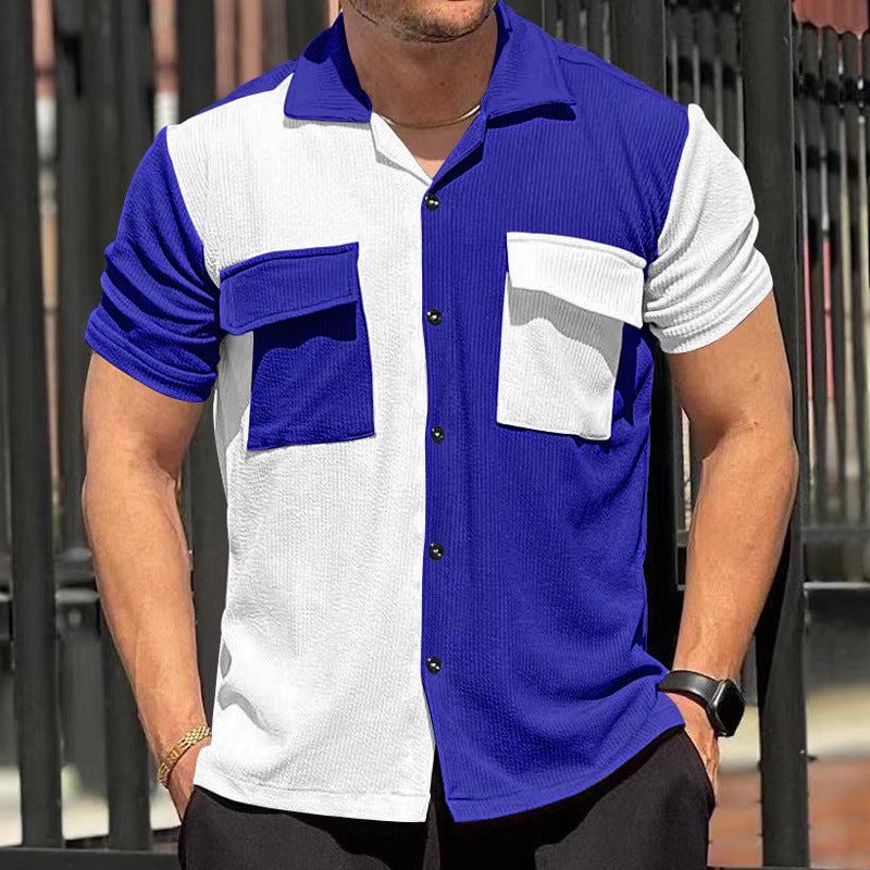 Chemise respirante à manches courtes Color Block🔥🔥Vente pour la fête des pères - 49% de réduction