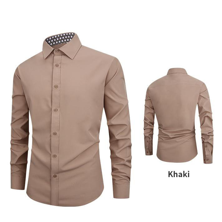 Chemise habillée stretch à manches longues coupe slim pour hommes🔥🔥Soldes Fête des Pères - 49% de réduction