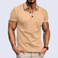 T-shirt Décontracté à Col en V et Manches Courtes à Revers de la Mode pour Hommes