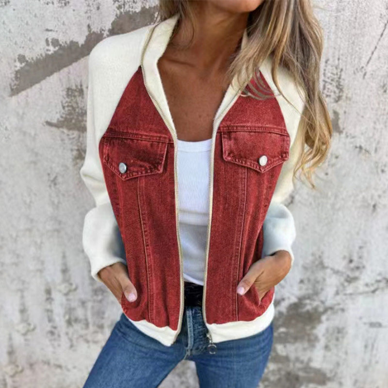 🔥Vente du vendredi noir : 50% de réduction🔥Veste en denim à fermeture éclair pour femme
