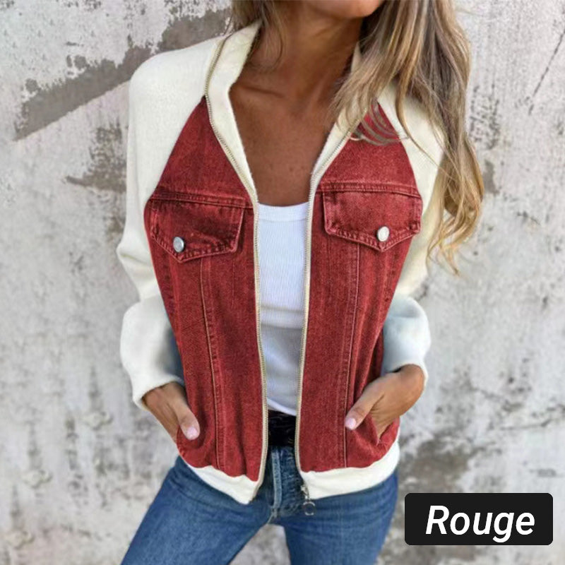 🔥Vente du vendredi noir : 50% de réduction🔥Veste en denim à fermeture éclair pour femme
