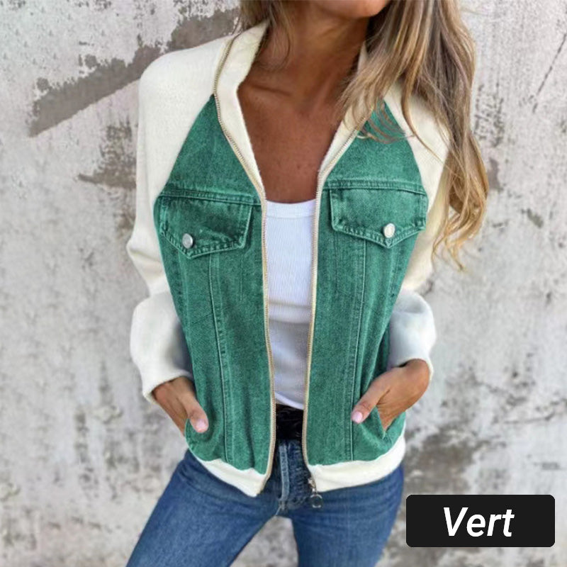 🔥Vente du vendredi noir : 50% de réduction🔥Veste en denim à fermeture éclair pour femme