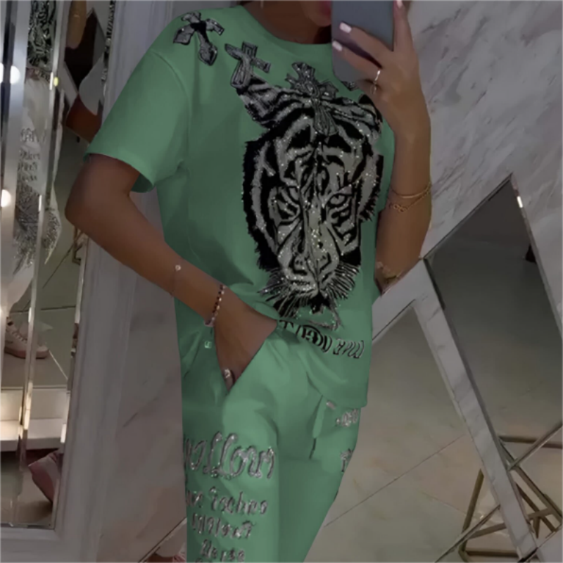 Ensemble 2 pièces tendance pour femmes avec motif chic