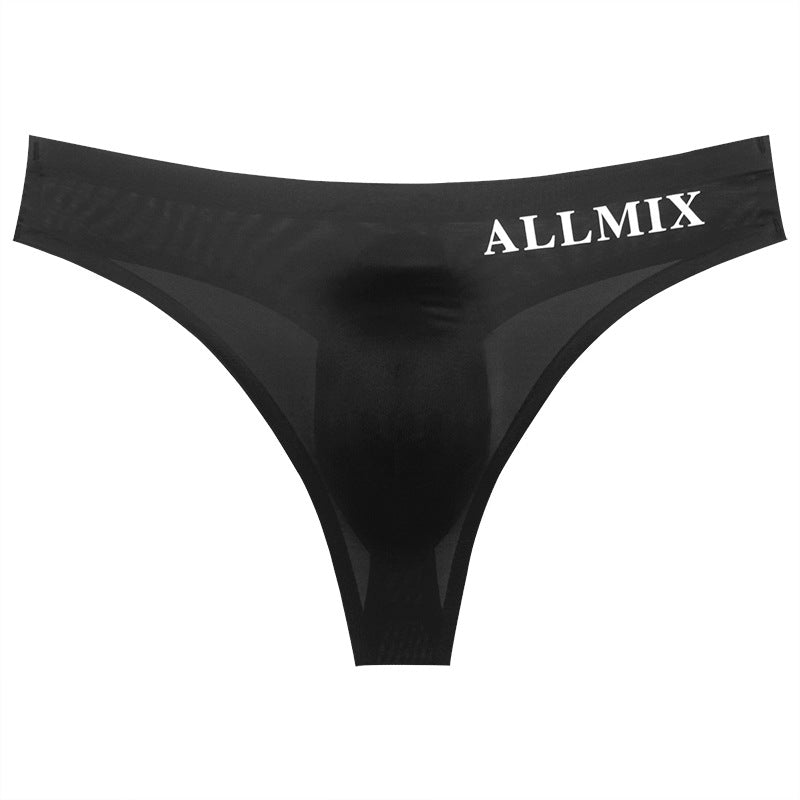 💞String sans couture en soie glacée transparente taille basse sexy
