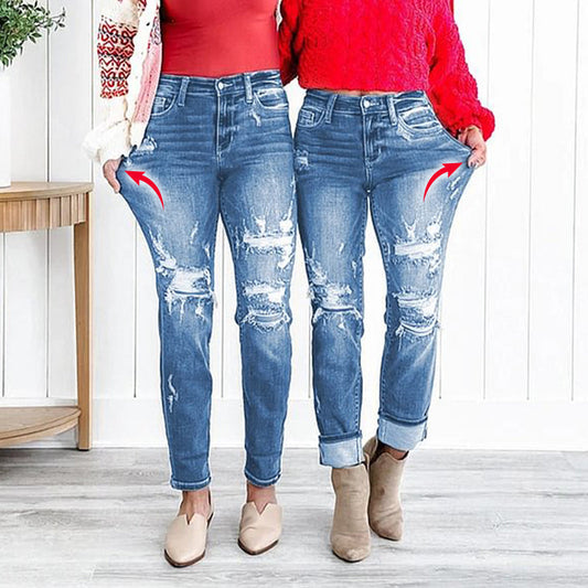 ⏳Réduction limitée de 50%🎁Jean à revers effet amincissant pour femme