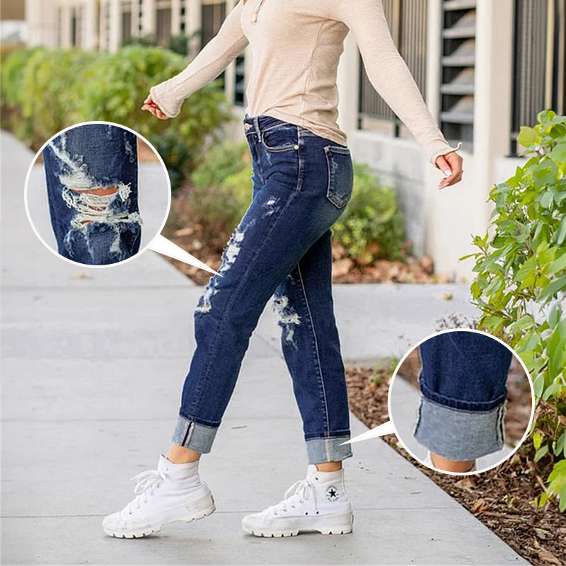 ⏳Réduction limitée de 50%🎁Jean à revers effet amincissant pour femme