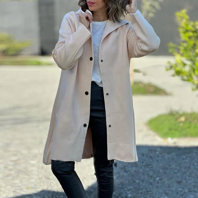 💞Veste à capuche à simple boutonnage de couleur unie pour femme