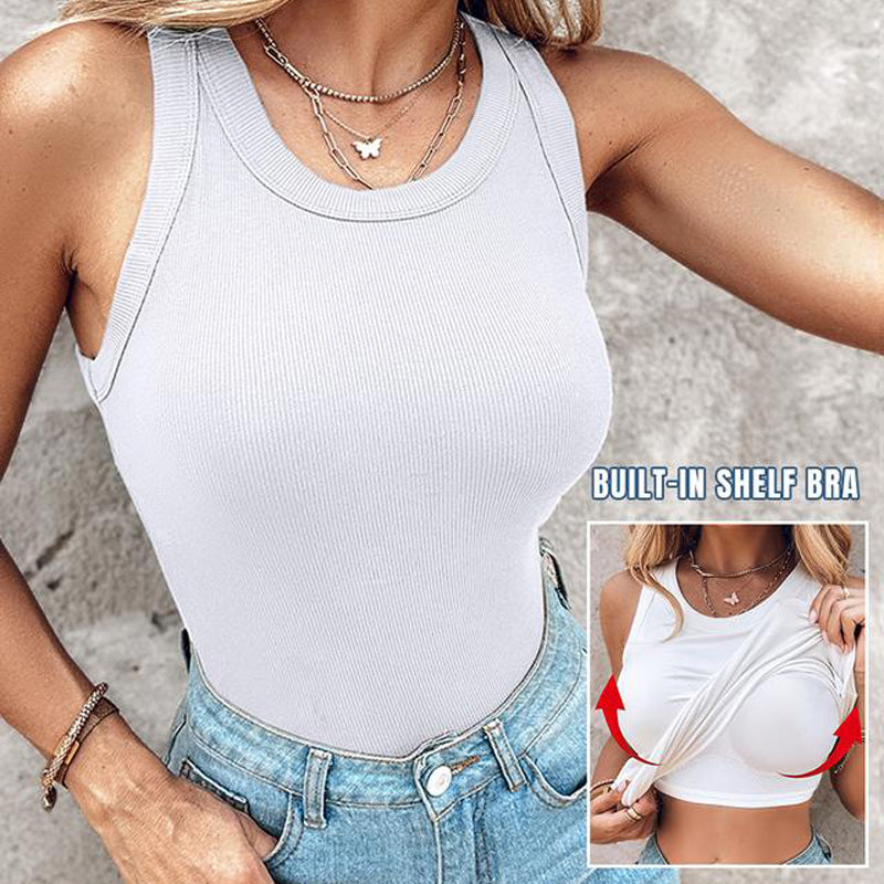 💖Spécial dernier jour  💖Débardeur stretch côtelé avec soutien-gorge