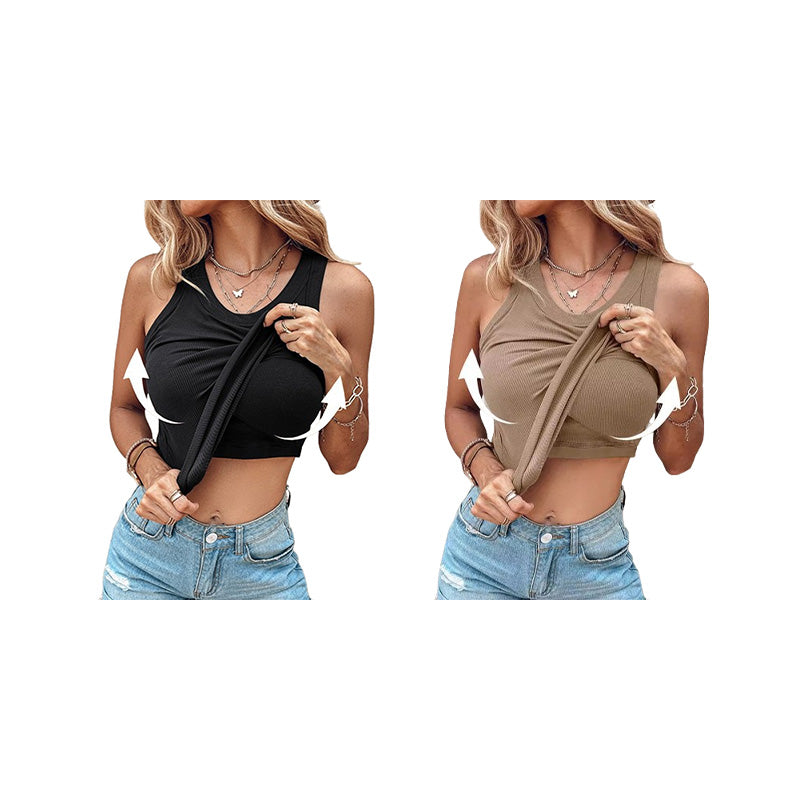 💖Spécial dernier jour  💖Débardeur stretch côtelé avec soutien-gorge